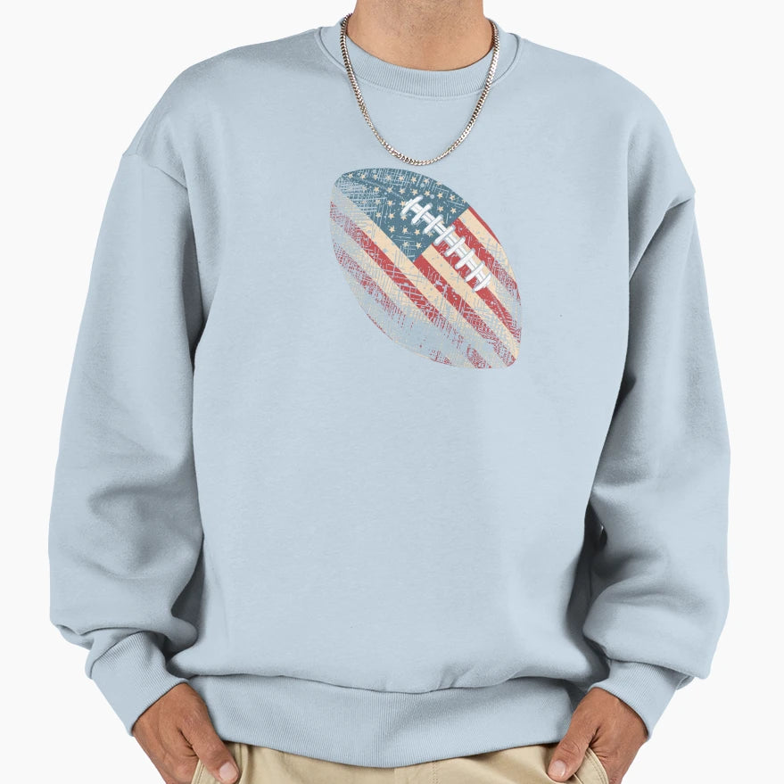 Football Patriotic American Usa Flag Sweatshirt - Aesthetic Graphic Unisex - T-Shirt, Sweatshirt, Hoodie