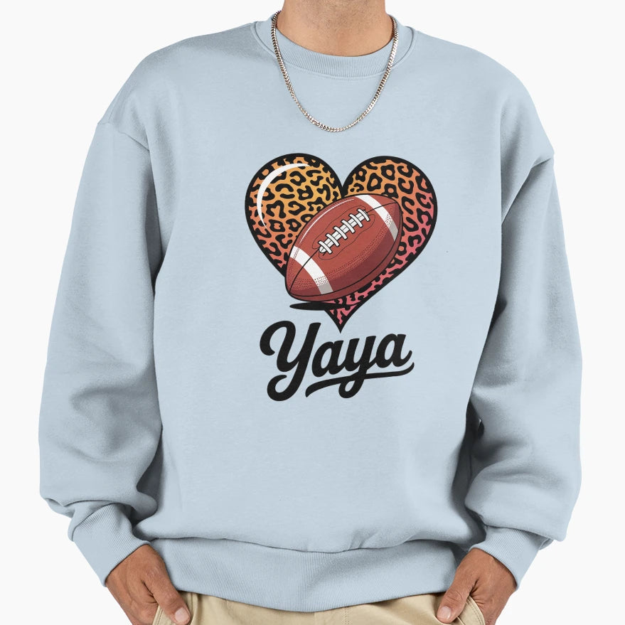 Leopard Football Love Heart Yaya Sweatshirt - Trendy Graphic Unisex - T-Shirt, Sweatshirt, Hoodie