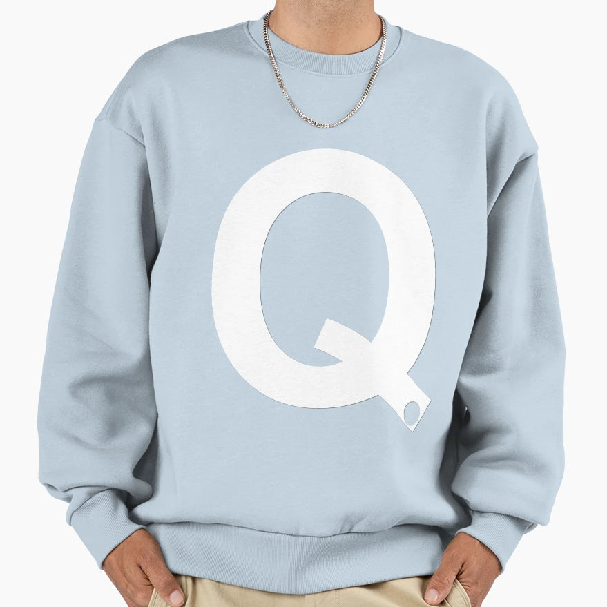 Q White Sweatshirt - Casual Everyday Wear Unisex - T-Shirt, Sweatshirt, Hoodie