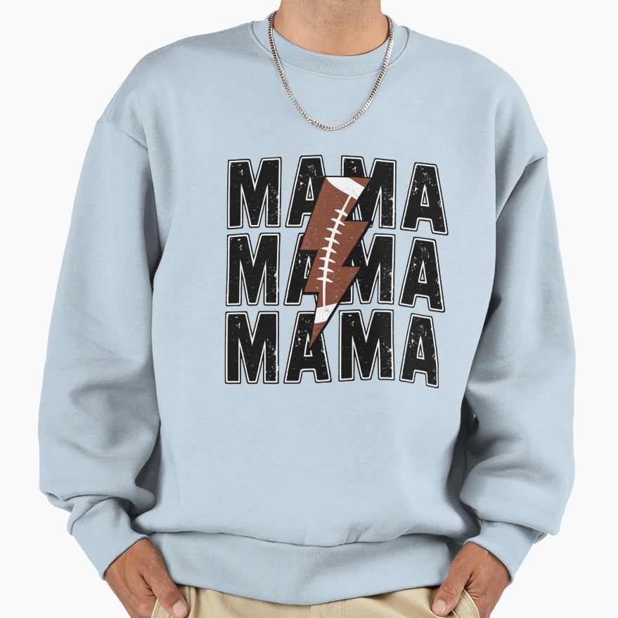 Football Mama Lightning Bolt Sweatshirt - Aesthetic Graphic for Adults - T-Shirt, Sweatshirt, Hoodie