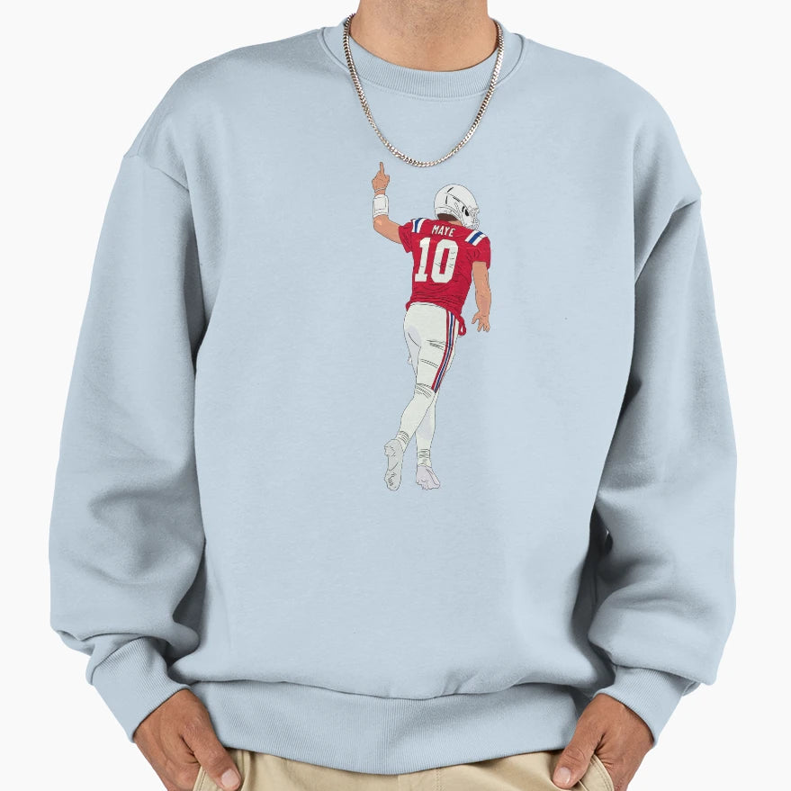 Drake Maye Celebrating Sweatshirt - Aesthetic Graphic Men Women - T-Shirt, Sweatshirt, Hoodie