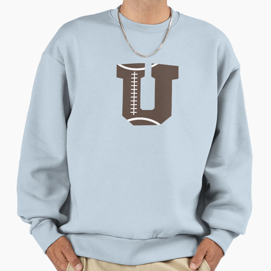 Personalized Football Initial U Sweatshirt - Graphic Print for Adults - T-Shirt, Sweatshirt, Hoodie