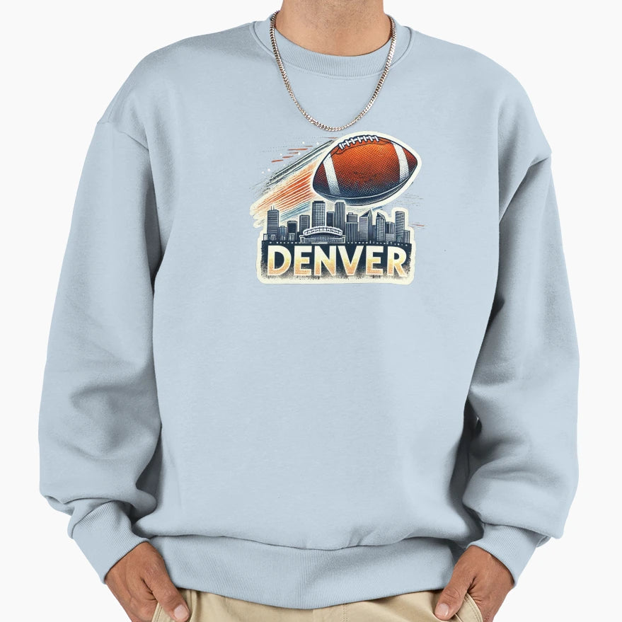Denver Broncos Skyline Football Sweatshirt - Fun Novelty Design for Adults - T-Shirt, Sweatshirt, Hoodie