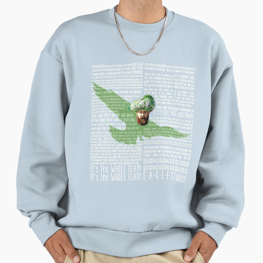 Jasonkelceparadespeechwhite Sweatshirt - Novelty Apparel for Adults - T-Shirt, Sweatshirt, Hoodie