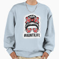 Aunt Life Soccer Messy Bun Bleached Sweatshirt - Minimalist Print Unisex - T-Shirt, Sweatshirt, Hoodie