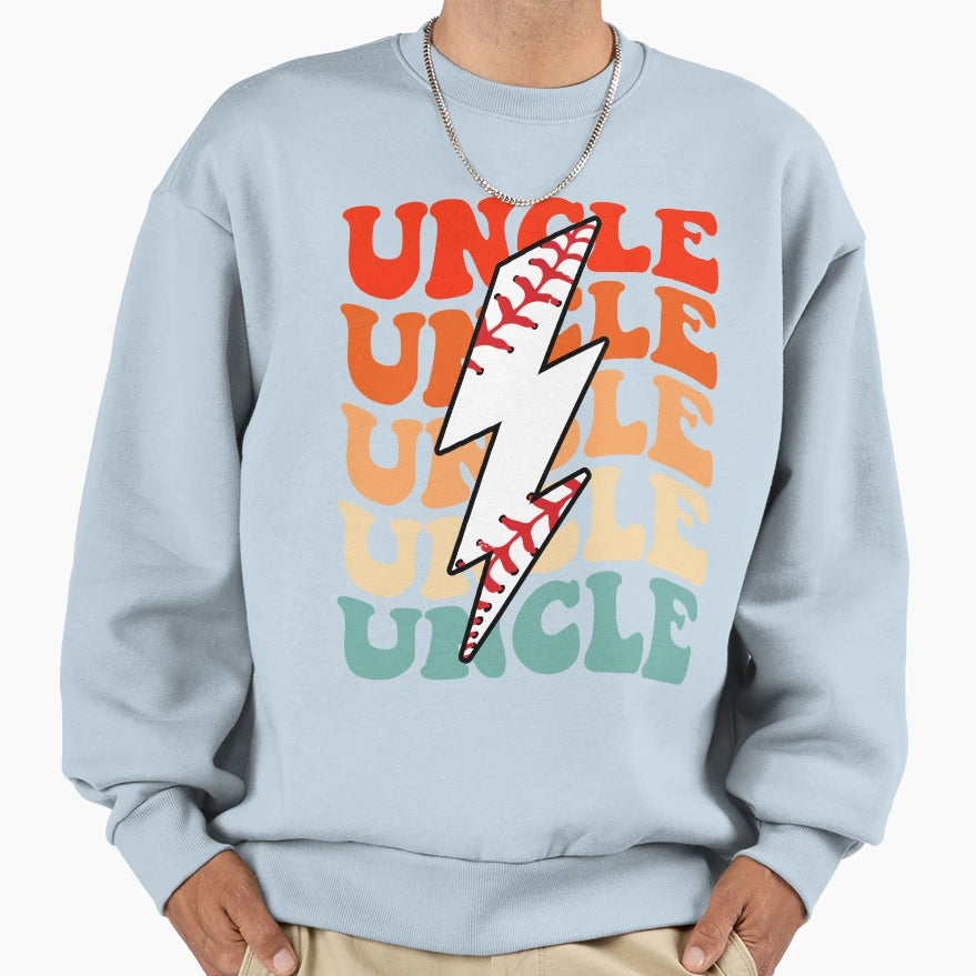 Baseball Uncle Groovy Lightning Sweatshirt - Unique Graphic for Adults - T-Shirt, Sweatshirt, Hoodie