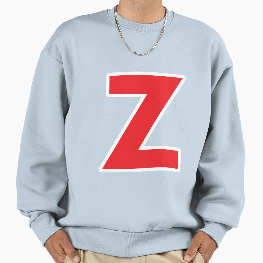 Z Initial Letter Z Red And White Sweatshirt - Unique Graphic for Adults - T-Shirt, Sweatshirt, Hoodie