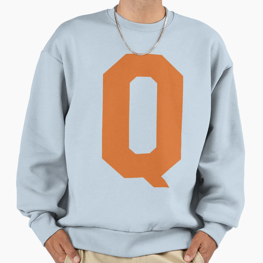 Alphabet Orange Q Sports Letter Q Sweatshirt - Minimalist Print Unisex - T-Shirt, Sweatshirt, Hoodie