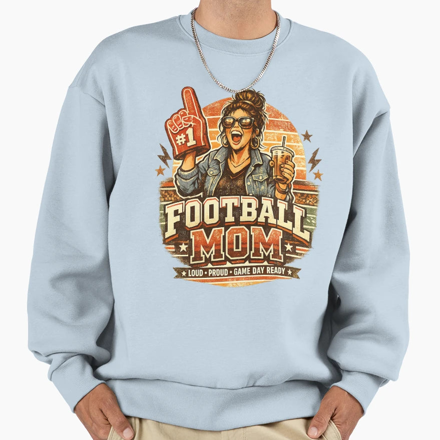 Football Mom Sweatshirt - Aesthetic Graphic Men Women - T-Shirt, Sweatshirt, Hoodie