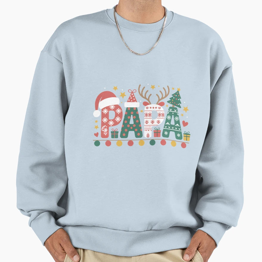 Papa Claus Lights Pajama Family Sweatshirt - Custom Art Print Unisex - T-Shirt, Sweatshirt, Hoodie