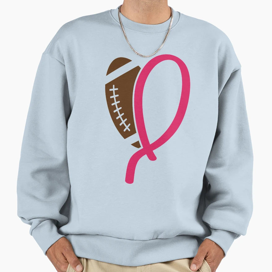 Football Breast Cancer Sweatshirt - Casual Everyday Wear Men Women - T-Shirt, Sweatshirt, Hoodie