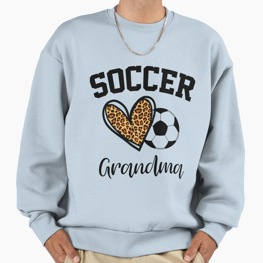 Soccer Grandma Leopard Heart Funny Sweatshirt - Graphic Print Men Women - T-Shirt, Sweatshirt, Hoodie