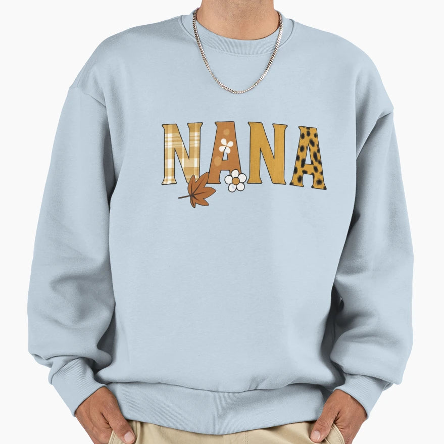 Nana Autumn Themed Letter Artwork Sweatshirt - Minimalist Print for Adults - T-Shirt, Sweatshirt, Hoodie
