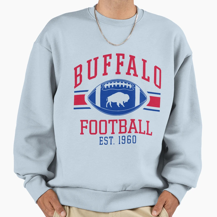 Buffalo Football Est 1960 Sweatshirt - Trendy Graphic for Adults - T-Shirt, Sweatshirt, Hoodie
