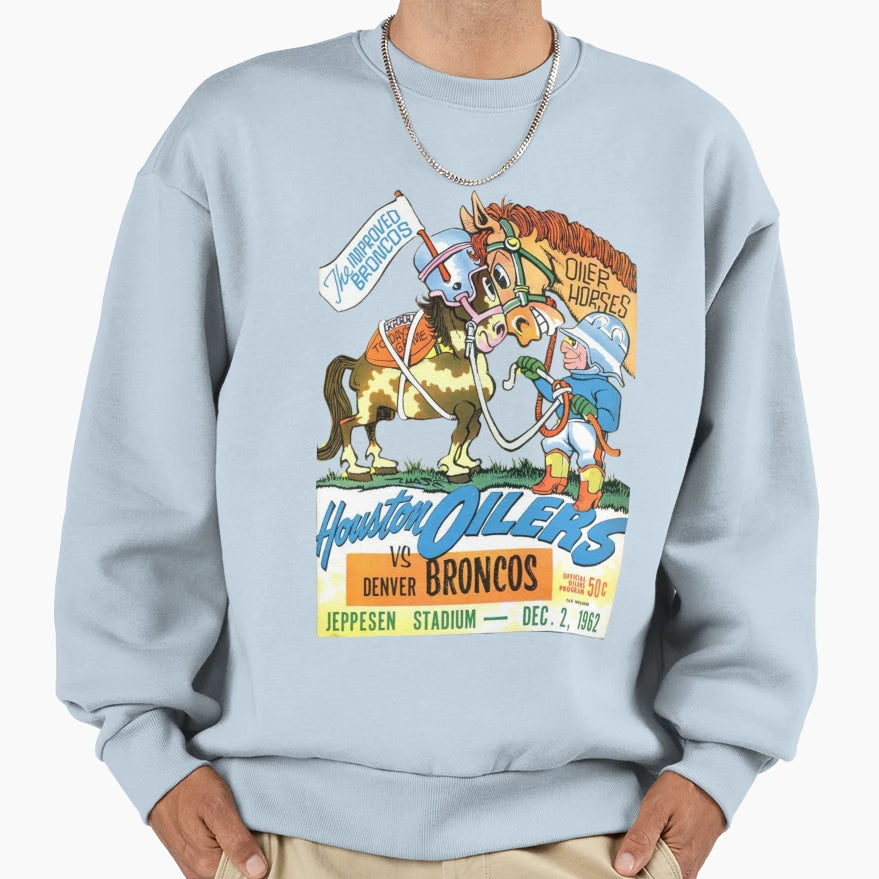 Oilers V Broncos Sweatshirt - Custom Art Print Unisex - T-Shirt, Sweatshirt, Hoodie