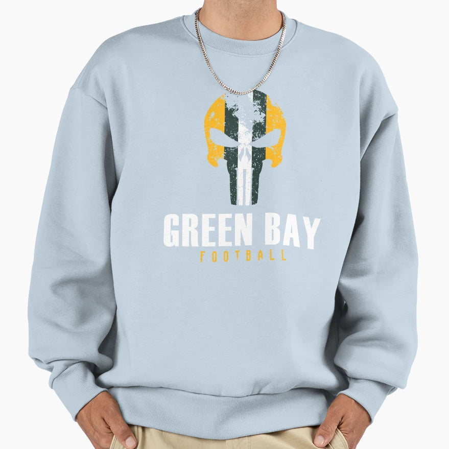 Green Bay Football Fan Grunge Sweatshirt - Custom Art Print Men Women - T-Shirt, Sweatshirt, Hoodie