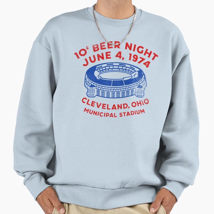 Municipal Stadium 10 Cent Beer Night Sweatshirt - Minimalist Print Unisex - T-Shirt, Sweatshirt, Hoodie