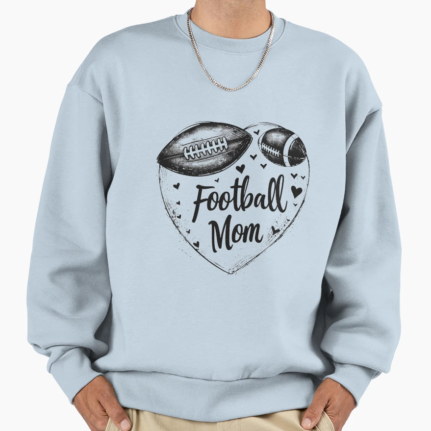 Football Mom Heart Grunge Sweatshirt - Casual Everyday Wear Men Women - T-Shirt, Sweatshirt, Hoodie