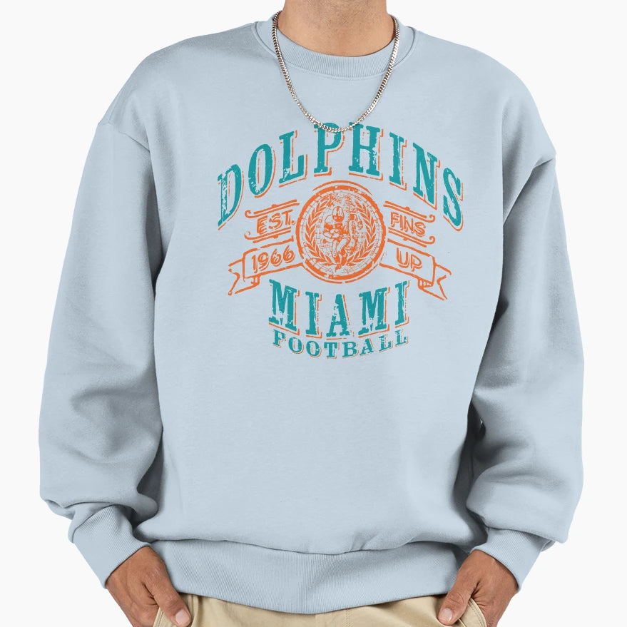 Dolphins Football Sweatshirt - Minimalist Print for Adults - T-Shirt, Sweatshirt, Hoodie