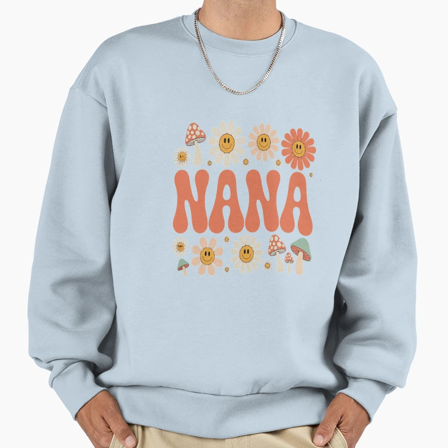 Groovy Nana Floral Hippie Daisy Sweatshirt - Trendy Graphic for Adults - T-Shirt, Sweatshirt, Hoodie