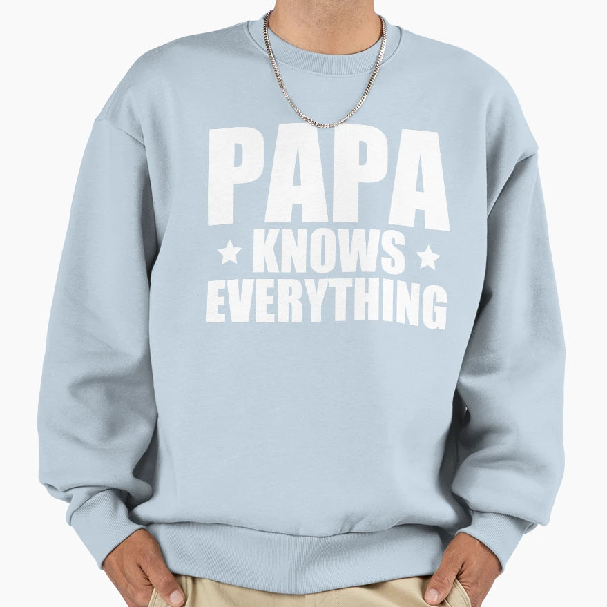 Papa Knows Everything Sweatshirt - Trendy Graphic for Adults - T-Shirt, Sweatshirt, Hoodie