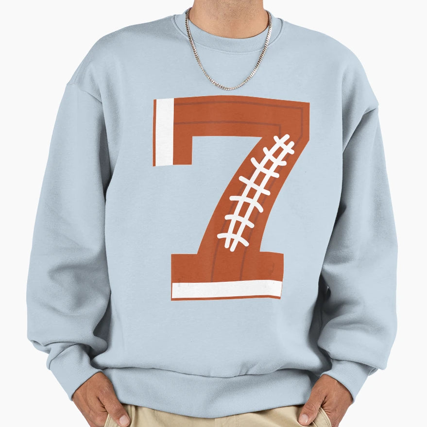7Th Birthday Football Ball 7 Year Sweatshirt - Minimalist Print Men Women - T-Shirt, Sweatshirt, Hoodie