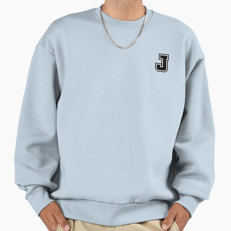 Black J Stylized Initial Alphabet Sweatshirt - Minimalist Print Unisex - T-Shirt, Sweatshirt, Hoodie