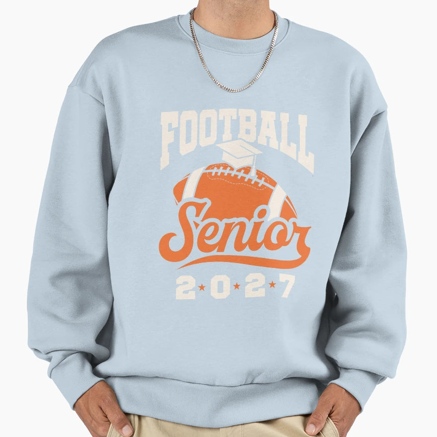 Football Senior 2027 Graduating Sweatshirt - Fun Novelty Design for Adults - T-Shirt, Sweatshirt, Hoodie