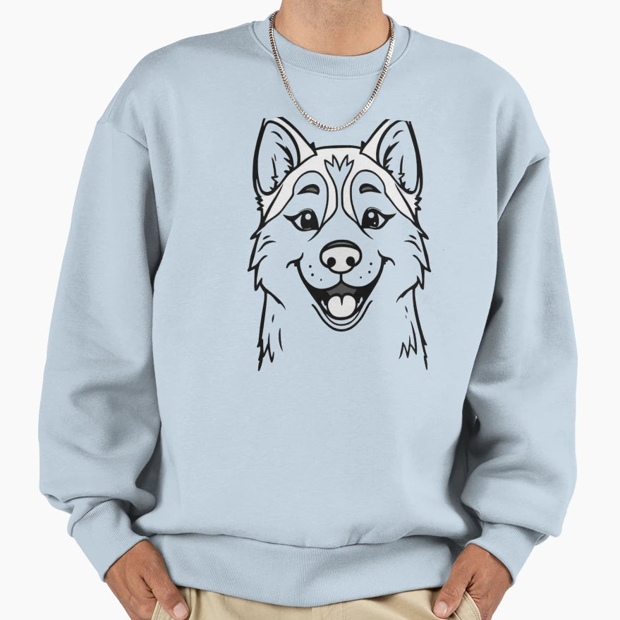 Cheerful Siberian Husky Bright Sweatshirt - Custom Art Print Men Women - T-Shirt, Sweatshirt, Hoodie