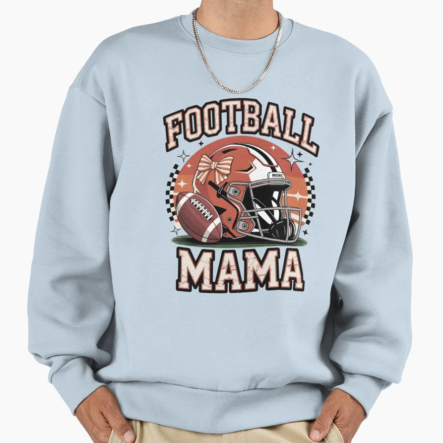 Football Mama Fall Coquette Bow Football Sweatshirt - Graphic Print Unisex - T-Shirt, Sweatshirt, Hoodie