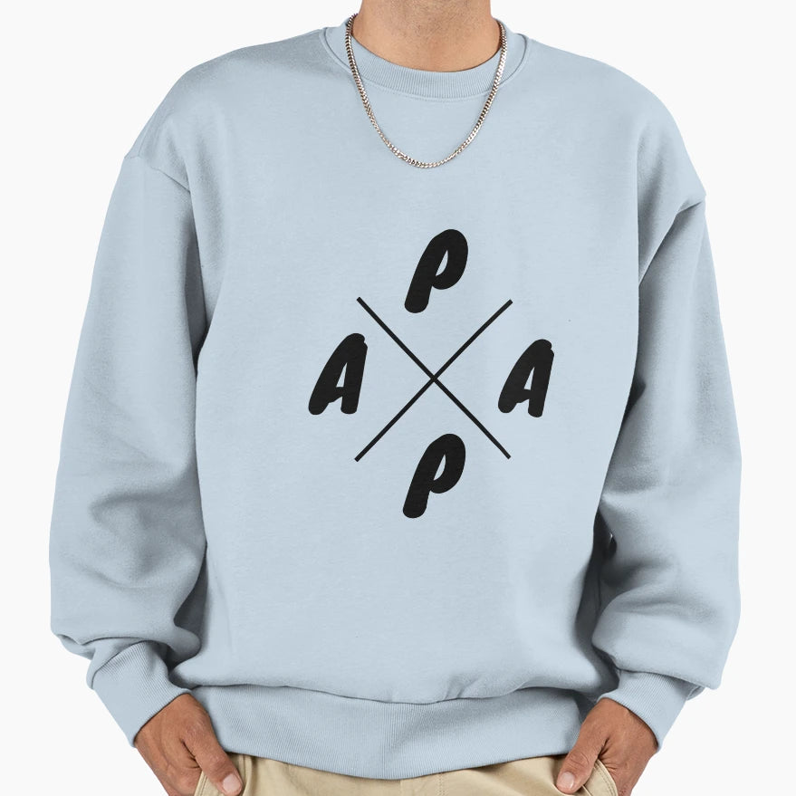 Papa Typography Cross Sweatshirt - Casual Everyday Wear for Adults - T-Shirt, Sweatshirt, Hoodie