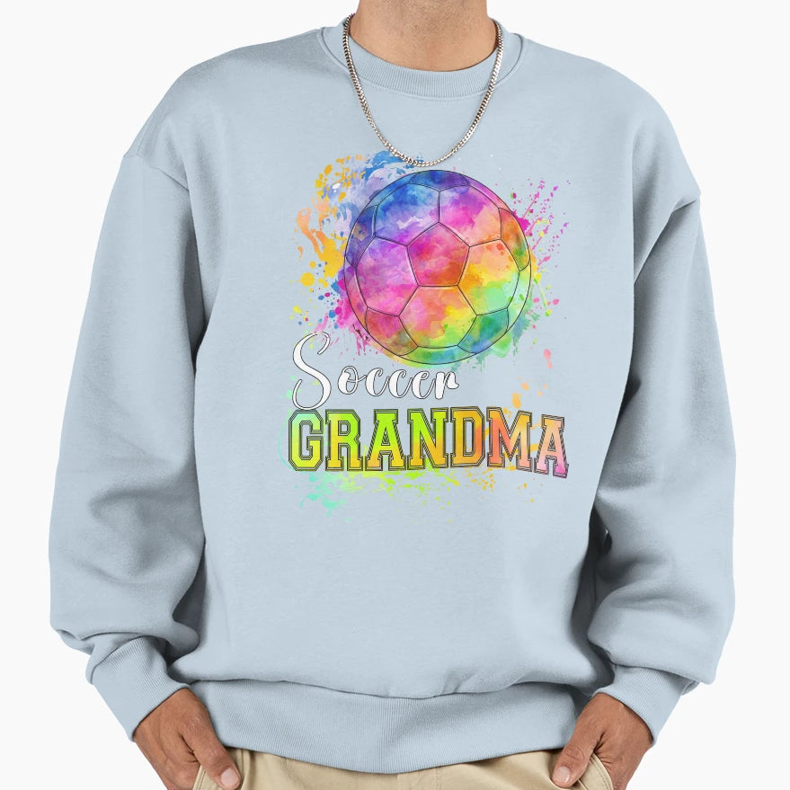 Rainbow Watercolor Soccer Grandma Sweatshirt - Trendy Graphic Men Women - T-Shirt, Sweatshirt, Hoodie