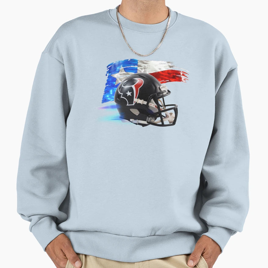 Houston Texas Football Helmet Sweatshirt - Unique Graphic Unisex - T-Shirt, Sweatshirt, Hoodie