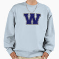 Silver And Navy Varsity Letter W Sweatshirt - Aesthetic Graphic Men Women - T-Shirt, Sweatshirt, Hoodie