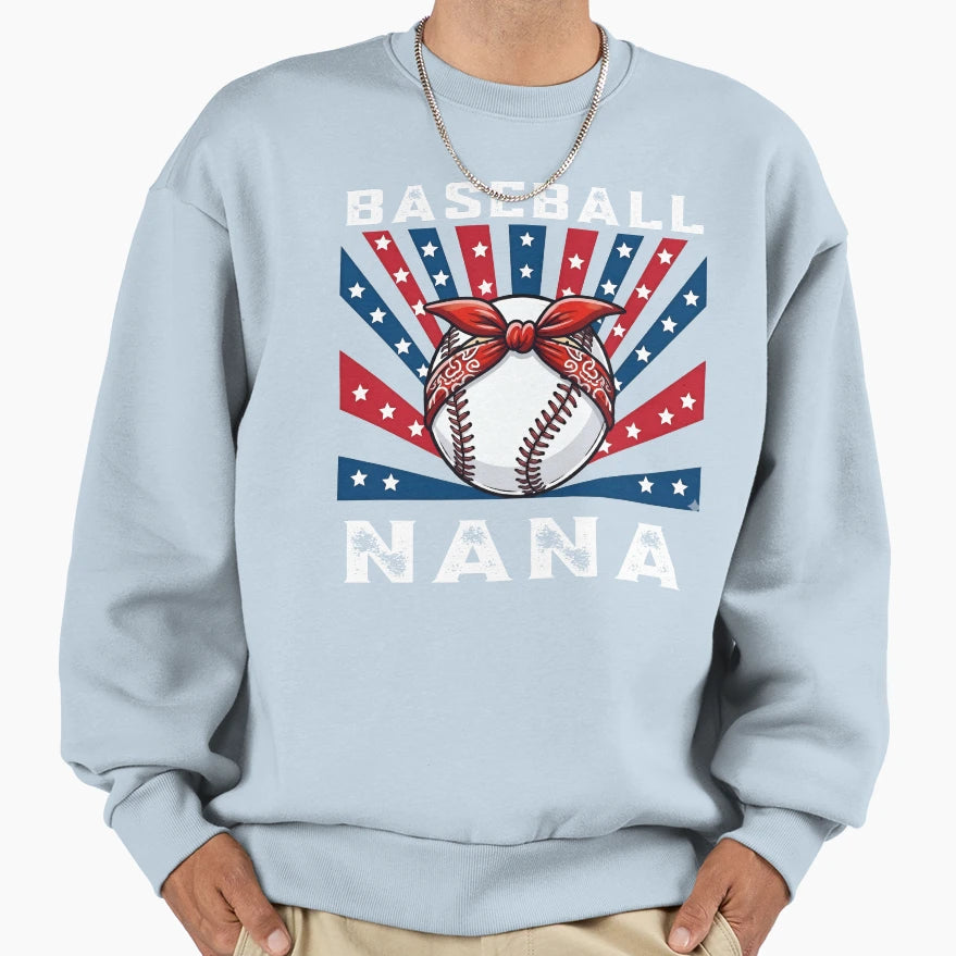 Baseball Nana Patriotic Bow Usa Flag T-Shirt - Streetwear Style Men Women - T-Shirt, Sweatshirt, Hoodie