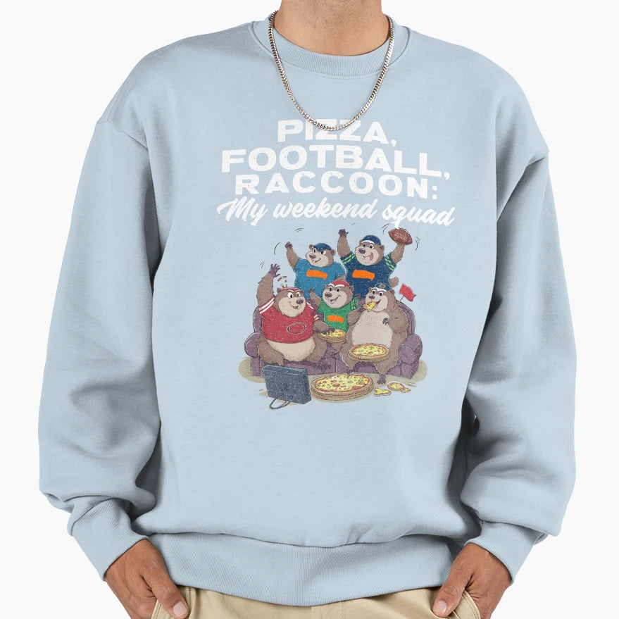 Pizza Football Raccoons My Weekend T-Shirt - Aesthetic Graphic for Adults - T-Shirt, Sweatshirt, Hoodie