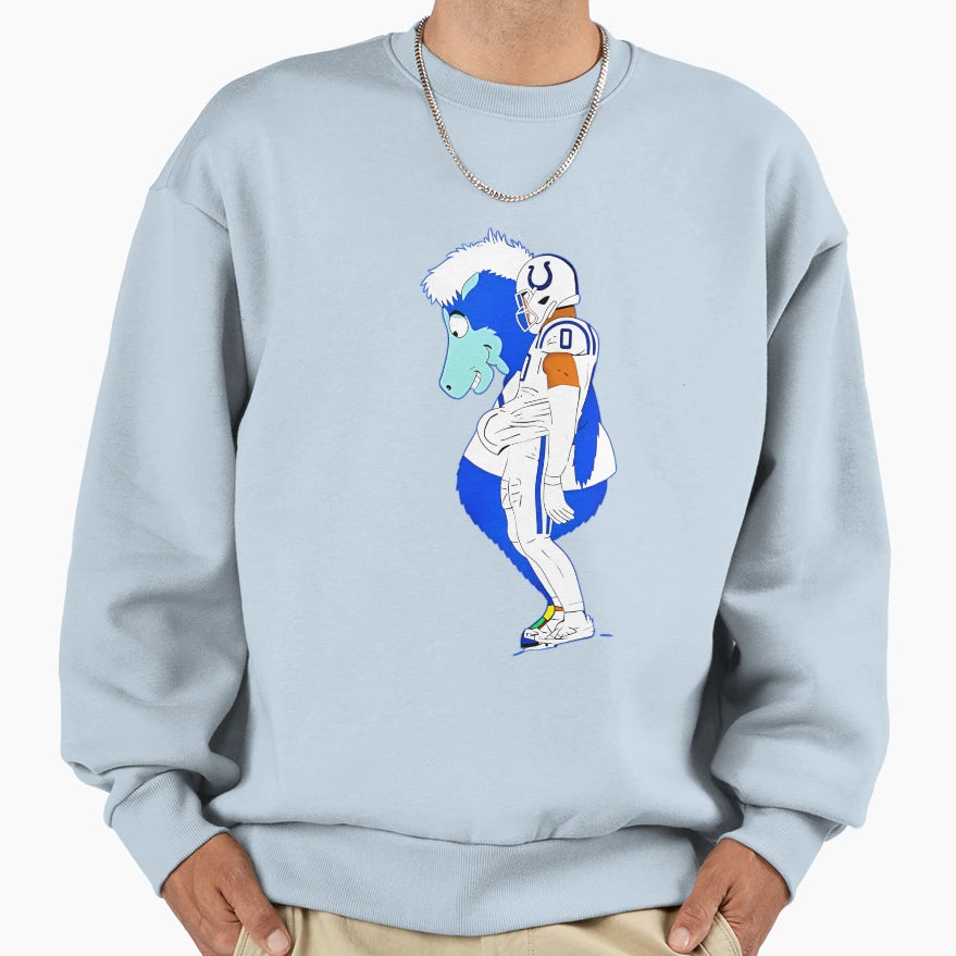 JT Colts Football And Blue Mascot Mem Sweatshirt - Graphic Print Men Women - T-Shirt, Sweatshirt, Hoodie