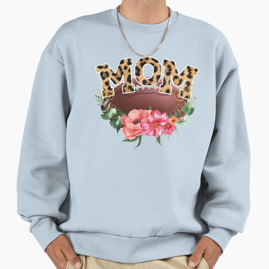 Mom American Football Leopard Sweatshirt - Novelty Apparel Men Women - T-Shirt, Sweatshirt, Hoodie