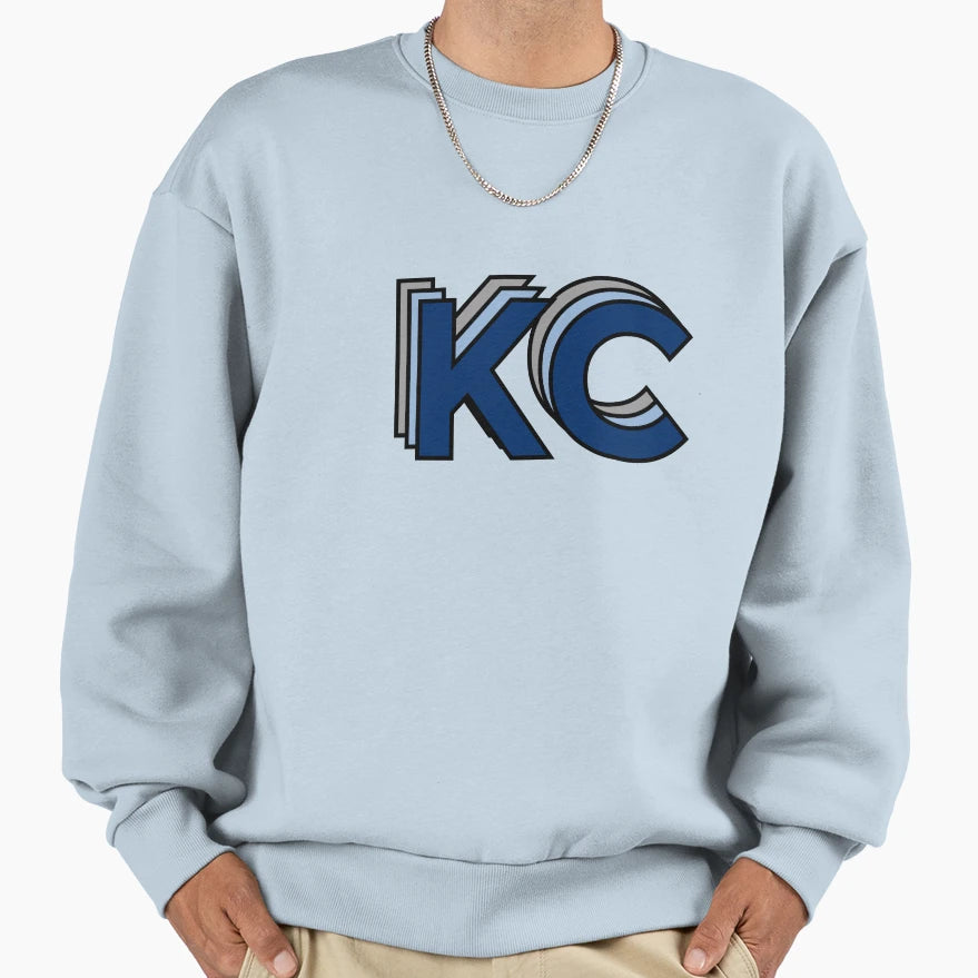 Kc Blue And Gray Sweatshirt - Minimalist Print for Adults - T-Shirt, Sweatshirt, Hoodie