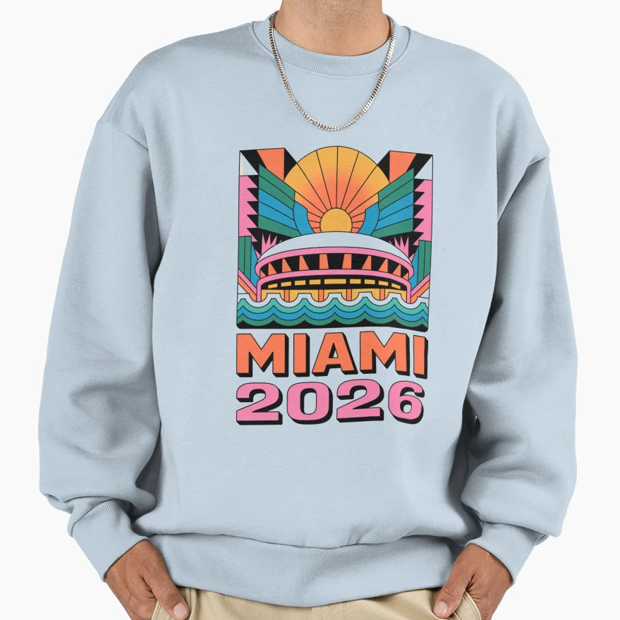 Miami 2026 Ocean Wave Football V5 T-Shirt - Minimalist Print Unisex - T-Shirt, Sweatshirt, Hoodie