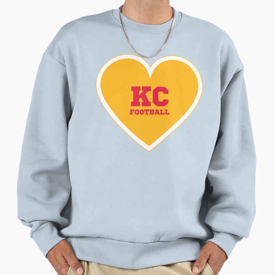 I Love Kansas City Heart Kc Football Sweatshirt - Novelty Apparel Unisex - T-Shirt, Sweatshirt, Hoodie