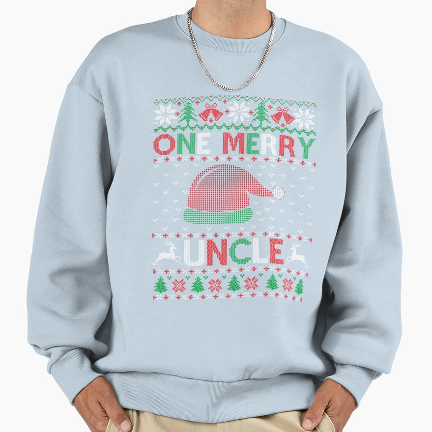 One Merry Uncle Ugly Family Group Sweatshirt - Trendy Graphic Men Women - T-Shirt, Sweatshirt, Hoodie