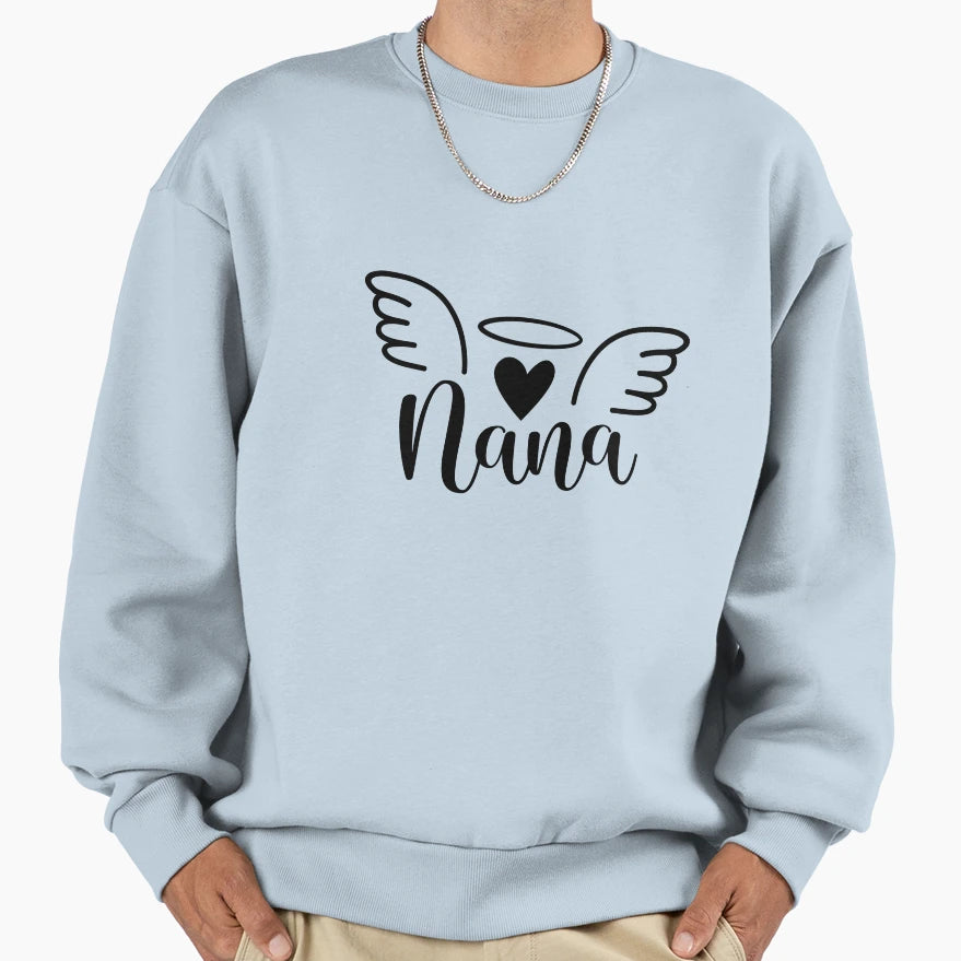 Nana Angel Wings And Heart Sweatshirt - Graphic Print for Adults - T-Shirt, Sweatshirt, Hoodie