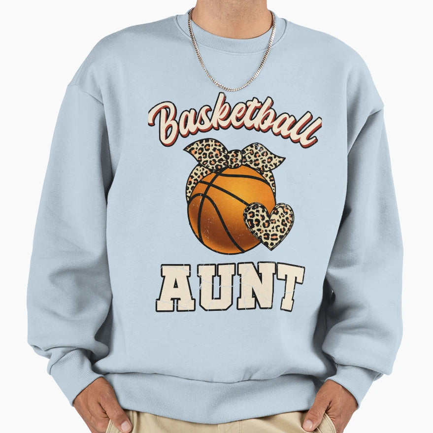 Basketball Aunt Leopard Basketball Sweatshirt - Graphic Print for Adults - T-Shirt, Sweatshirt, Hoodie