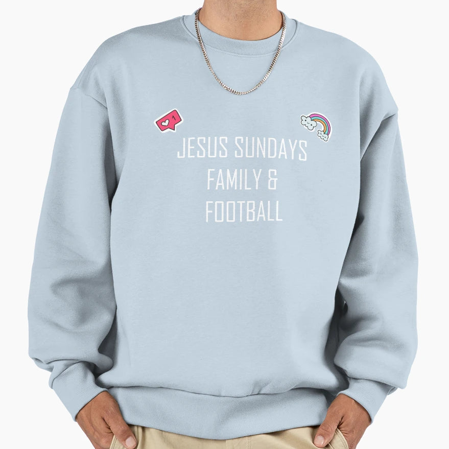Jesus Sundays Family Football Sweatshirt - Casual Everyday Wear for Adults - T-Shirt, Sweatshirt, Hoodie