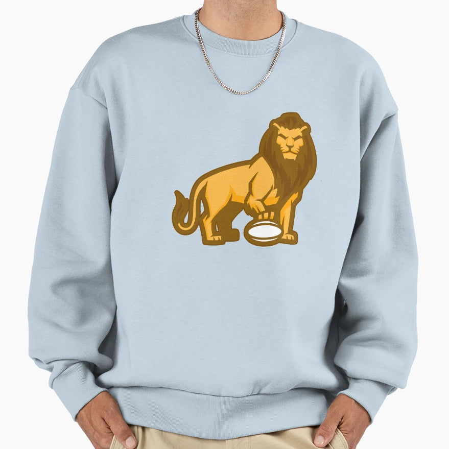 Lion Playing Football Sweatshirt - Fun Novelty Design for Adults - T-Shirt, Sweatshirt, Hoodie