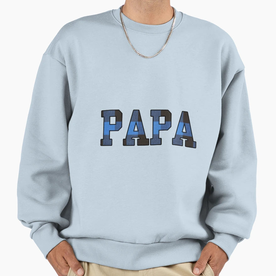 Papa Plaid Blue Bold Fathers Day Gift Sweatshirt - Graphic Print Unisex - T-Shirt, Sweatshirt, Hoodie