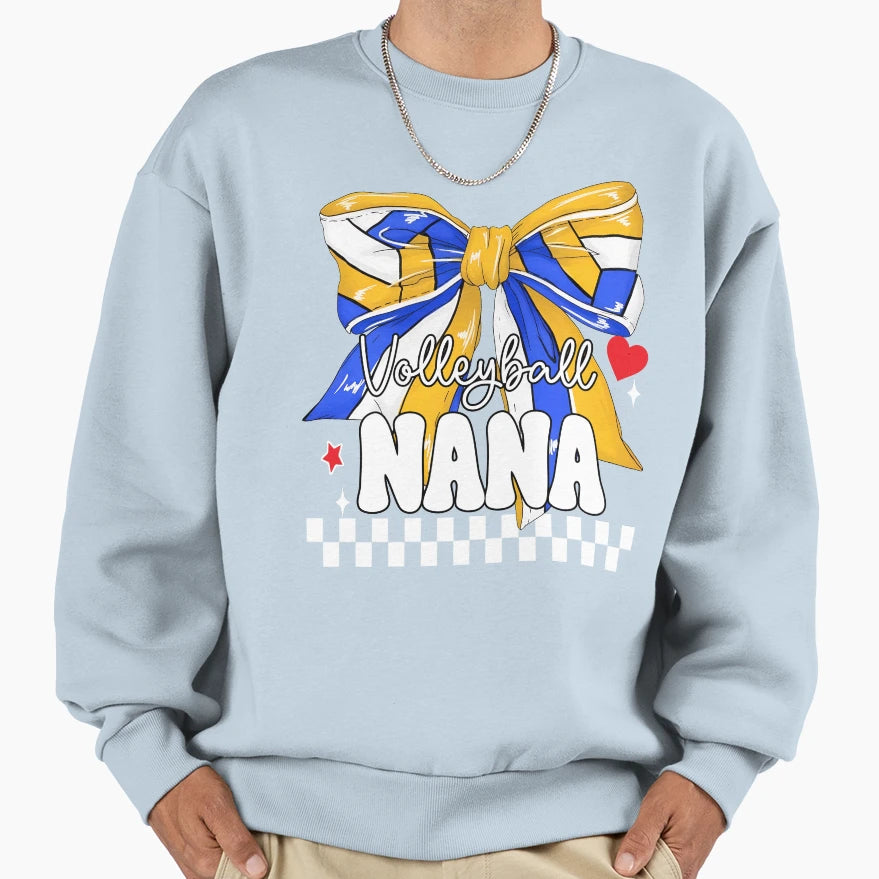 Volleyball Nana Bow Team Colors Sweatshirt - Trendy Graphic Unisex - T-Shirt, Sweatshirt, Hoodie