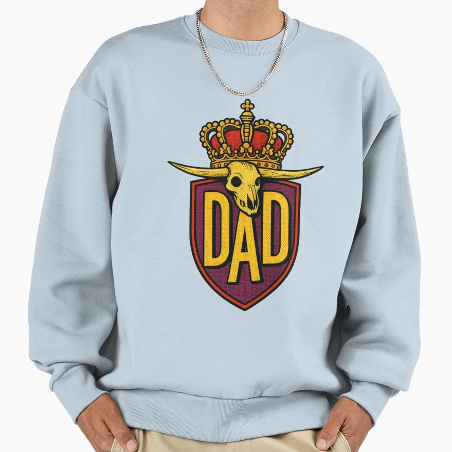 King Dad Shield Illustration Sweatshirt - Fun Novelty Design for Adults - T-Shirt, Sweatshirt, Hoodie