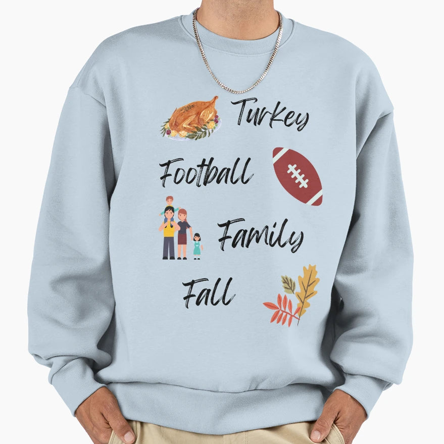 Turkey Football Family Fall Pictures Sweatshirt - Graphic Print for Adults - T-Shirt, Sweatshirt, Hoodie